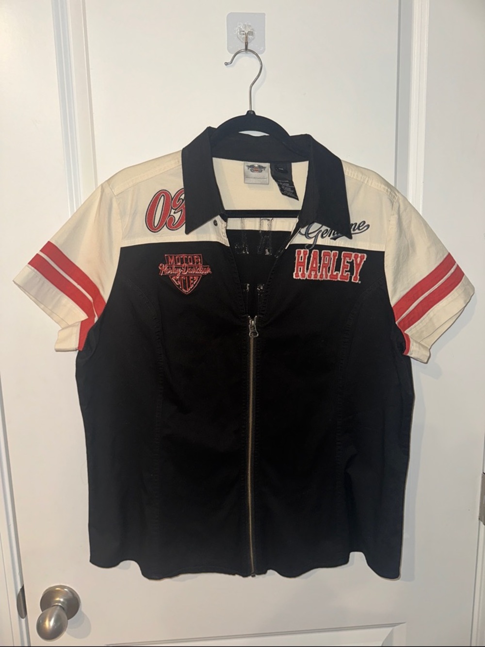 Harley Davidson Classic Zip-Front Shirt Top, Size 2XL